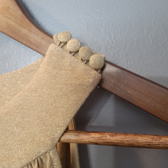 Free People Gold/Bronze Metallic Pleated Love Mini Dress Cocktail Part Size S - Picture 3 of 5